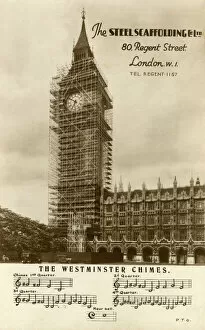 Images Dated 9th August 2011: Big Ben with scaffolding, Palace of Westminster, London