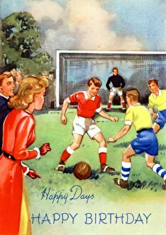 Supporting Gallery: Birthday Card design - Men playing football