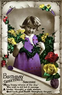 Birthday Greetings Card - hand-coloured Birthday Greetings Card - hand-coloured