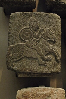 Black basalt relief depicting a soldier on a horse. Syria Black basalt relief depicting a soldier on a horse. Syria