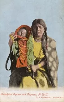 Blackfoot Squaw and Baby in Papoose