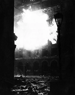 Blitz in London -- building on fire in Southwark Street, WW2 Blitz in London -- building on fire in Southwark Street, WW2