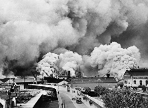 Blitz in London -- fire damage at Docks, WW2 Blitz in London -- fire damage at Docks, WW2