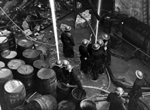 Blitz in London -- firefighters at work in Bermondsey, WW2 Blitz in London -- firefighters at work in Bermondsey, WW2