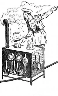 Images Dated 15th November 2004: Blondin cooking an omelette in a high-wire act, 19th century