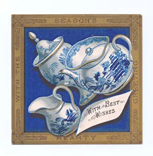 Images Dated 2nd December 2015: Blue and white china on a Christmas postcard