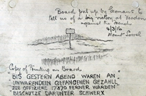 Board put up by Germans reporting big victory at Verdun Board put up by Germans reporting big victory at Verdun