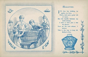 <b class=qtipBold><figcaption>Bobbing for Apples</figcaption></b><br>Hallo'e'en: Young boys have fun with a tub of bobbing apples.<br><em>© Mary Evans Picture Library</em> Bobbing for Apples