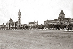 Bombay (Mumbai), India circa 1880s - Clock tower and Univers Bombay (Mumbai), India circa 1880s - Clock tower and Univers