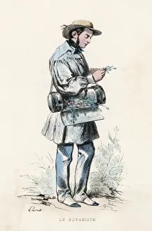 Antique Botanical Prints: Botanist at Work / 1850