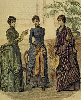 Bourgeoisie Gallery: Bourgeoisie. Social gathering. Ladies. Engraving. 19th centu