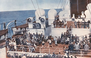 Boxing match on deck of a cruise ship, 1930s Boxing match on deck of a cruise ship, 1930s