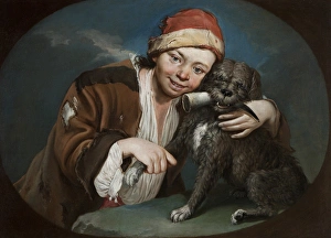 Boy with pet dog Boy with pet dog