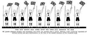 Boy Scouts with flags in wartime by Fish, WW1 Boy Scouts with flags in wartime by Fish, WW1