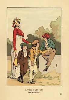 Boys in jackets and breeches with Merveilleuse, 1800 Boys in jackets and breeches with Merveilleuse, 1800