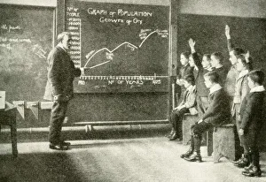 Boys learning about population growth at a Yorkshire school Boys learning about population growth at a Yorkshire school