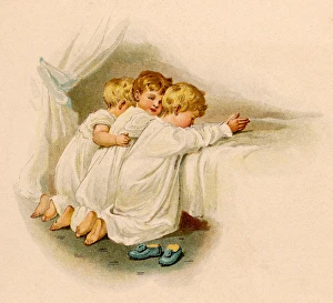 <b class=qtipBold><figcaption>Boys Praying</figcaption></b><br>Three angelic little boys kneel side by side to say their evening prayers<br><em>© Mary Evans Picture Library</em> Boys Praying