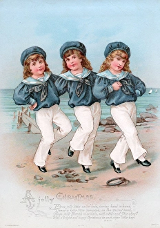 Three boys in sailor suits on a Christmas card Three boys in sailor suits on a Christmas card