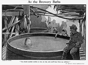 At the Brewery Baths by Bruce Bairnsfather, WW1 cartoon At the Brewery Baths by Bruce Bairnsfather, WW1 cartoon