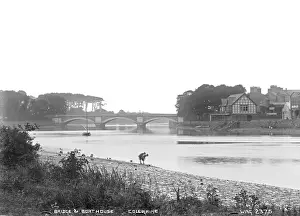 County Londonderry Prints: Coleraine Bridge and Boathouse Print, circa early 1900s