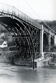 Prints of The Bridge, Ironbridge, Telford and Wrekin, near Broseley, Shropshire, England. Date: 1970s Heritage Site Prints: Ironbridge Print, Shropshire, England, 1970s