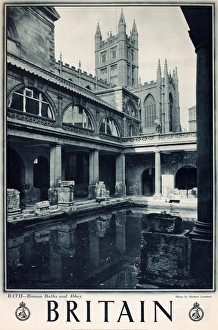 Britain poster, Bath, Roman Baths and Abbey Britain poster, Bath, Roman Baths and Abbey