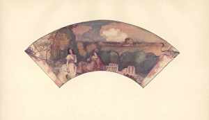 Holme Gallery: British art nouveau fan design on silk by Frank Conder