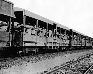 British battalion on a train for Cameroon, Africa, WW1