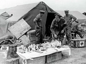British camp with medical dispensary, Western Front, WW1