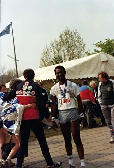 British Caribbean marathon runner stand facing the camera British Caribbean marathon runner stand facing the camera