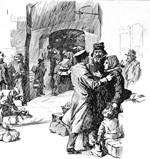 British Customs Officer with Immigrants, London, 1904 British Customs Officer with Immigrants, London, 1904