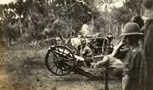 British gun battery in action, Cameroon, Africa, WW1