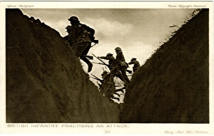British infantry practising an attack, WW1 British infantry practising an attack, WW1
