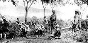 British Officers interrogating a prisoner, East Africa, 1916