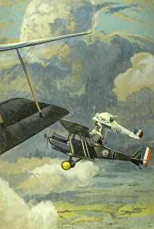 British RE8 biplane with French Nieuport 27, WW1 British RE8 biplane with French Nieuport 27, WW1
