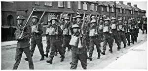 British soldiers marching in Britain, September 1939 British soldiers marching in Britain, September 1939