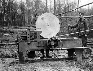 British soldiers at sawmill, Western Front, WW1 British soldiers at sawmill, Western Front, WW1