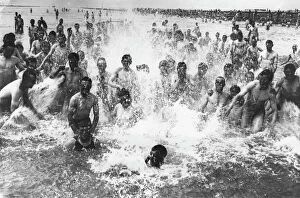 Splash Gallery: British troops bathing in the sea, Etaples, France, WW1