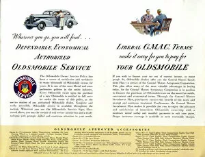 Terms Gallery: Brochure page, Oldsmobile service, terms and accessories