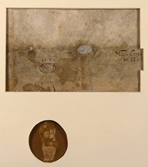 <b class=qtipBold><figcaption>Brudenell Magna Carta</figcaption></b><br>The Brudenell Magna Carta, document on vellum, dated 12 October 1297, with a substantial fragment of the Great Seal of Edward I. The original Magna Carta was issued in Latin in 1215. This copy is in cursiva anglicana handwriting. (1 of 2) Date: 1297<br><em>© Mary Evans Picture Library</em> Brudenell Magna Carta