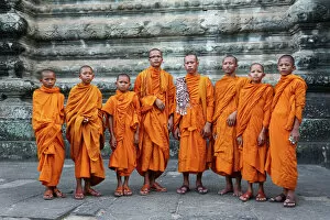 Robes Collection: Buddhist Monks at Angkor Wat Temple, Siem Reap, Cambodia