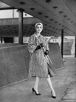Burberry cotton houndstooth coat and Simone Mirman turban Burberry cotton houndstooth coat and Simone Mirman turban