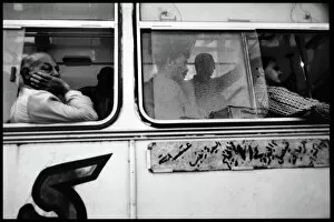 Egypt Gallery: Bus passengers, Cairo, Egypt