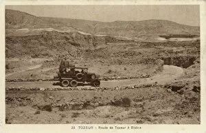Bus passing, Tozeur to Biskra, Tunisia, North Africa