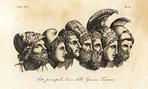 Heroes Gallery: Busts of seven principal heroes of the Trojan War