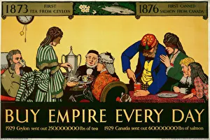 <b class=qtipBold><figcaption>Buy Empire every day</figcaption></b><br>Empire Marketing Board 1927-1933 poster, Buy Empire Every Day - Tea from Ceylon and Salmon from Canada Date: 1927-1933<br><em>© Mary Evans / National Archives</em> Buy Empire every day