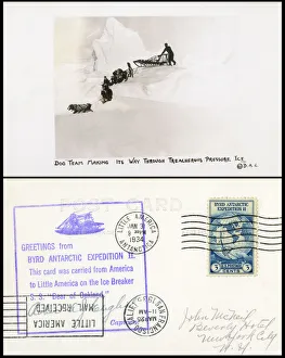 Byrd Antarctic Expedition II - Dog team on dangerous ice Byrd Antarctic Expedition II - Dog team on dangerous ice