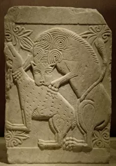 Xith Gallery: Byzantine relief. Marble slab with a lion devouring a deer