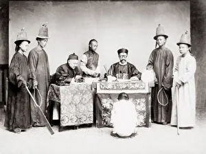 c. 1880s China - courtroom scene with judge, officials c. 1880s China - courtroom scene with judge, officials