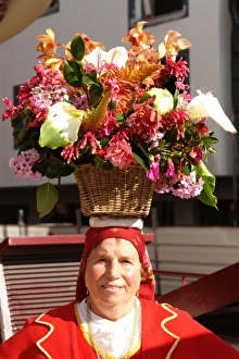 Camacha woman with flowers, Funchal, Madeira Camacha woman with flowers, Funchal, Madeira